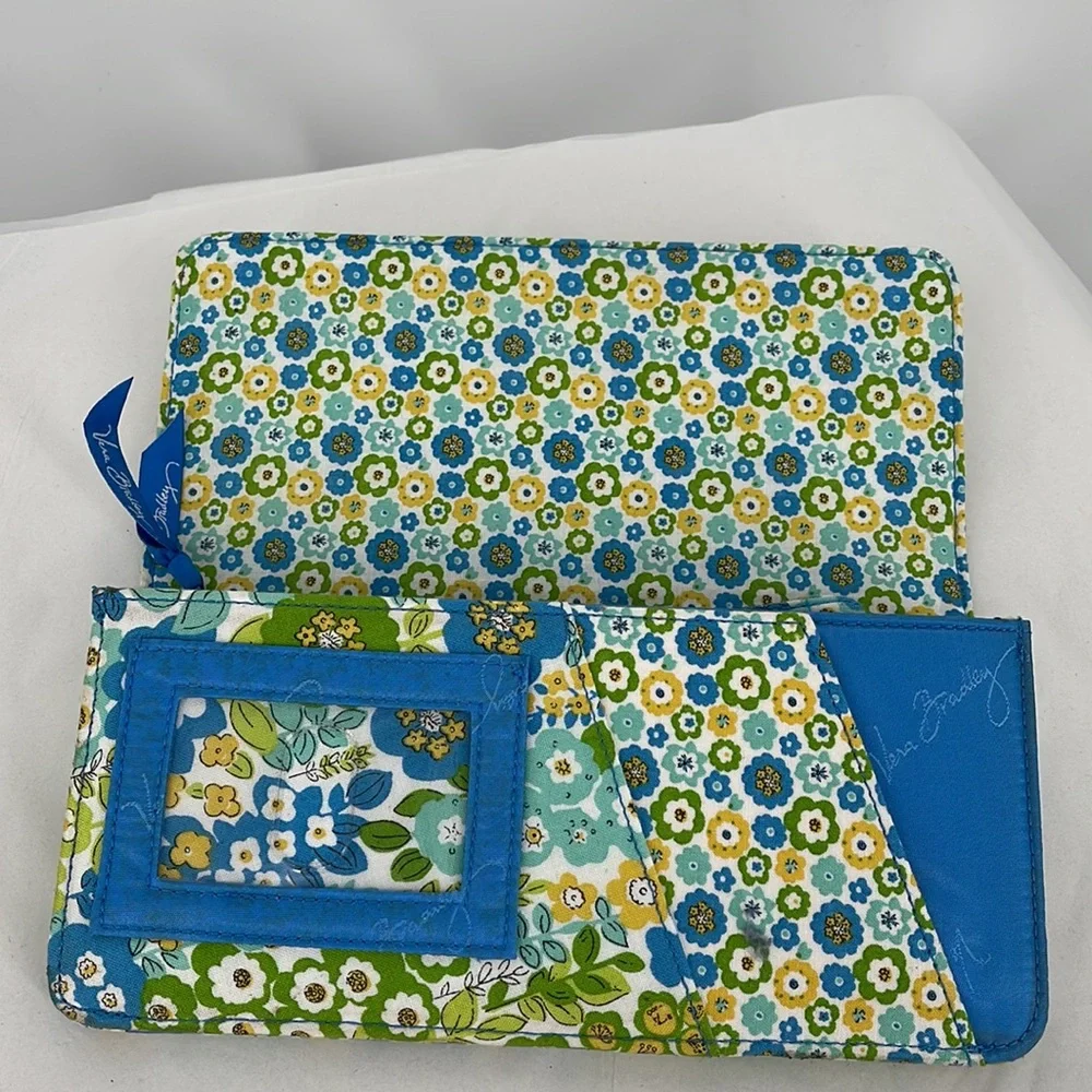 Vera Bradley Wallet Floral 9x4 Foldover‎ Multi Pocket Clutch w/ Change Purse EUC